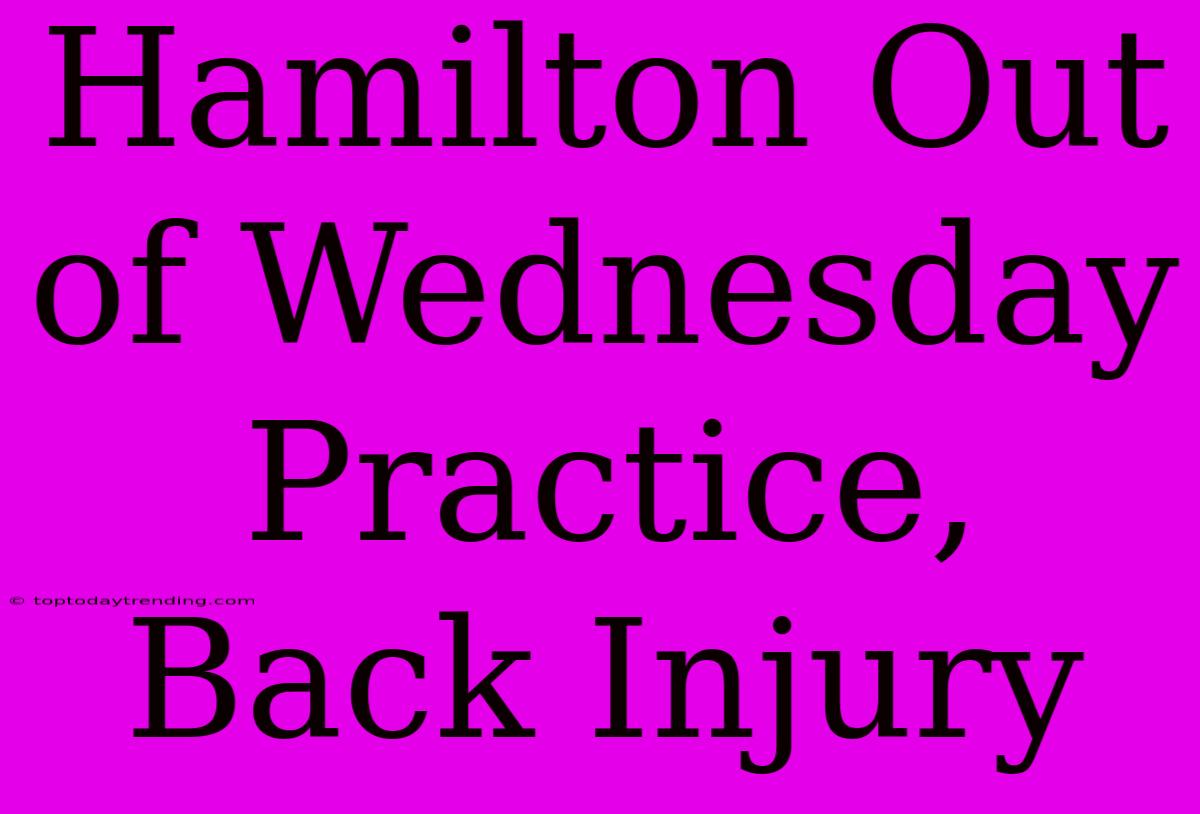 Hamilton Out Of Wednesday Practice, Back Injury