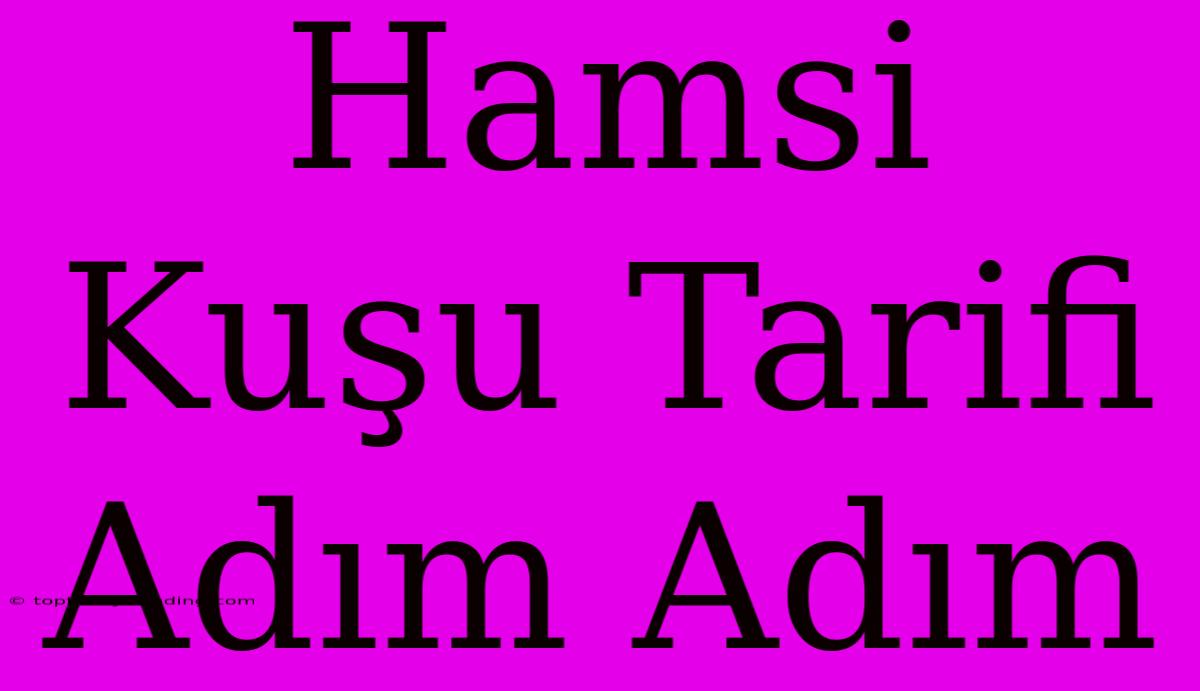 Hamsi Kuşu Tarifi Adım Adım