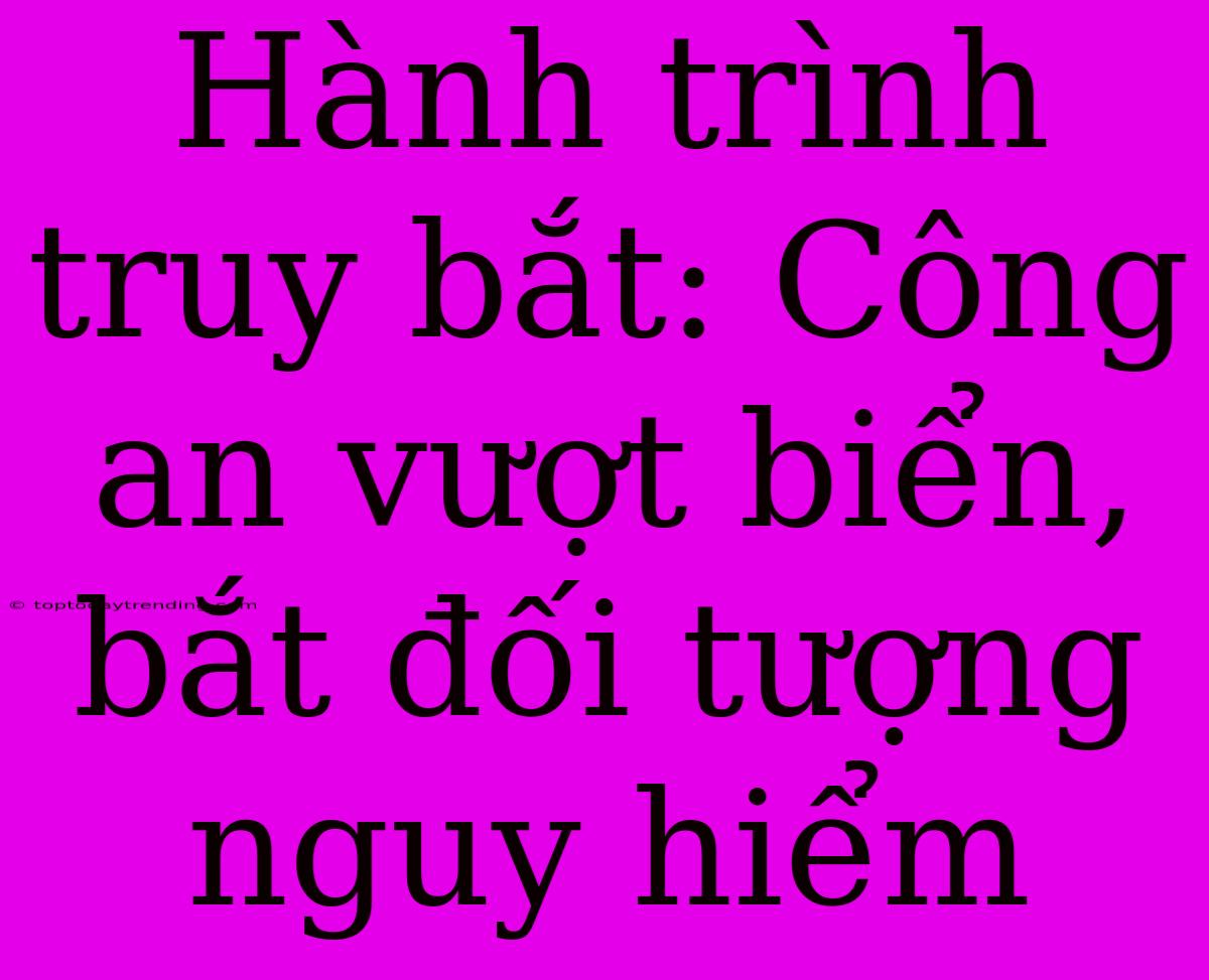 Hành Trình Truy Bắt: Công An Vượt Biển, Bắt Đối Tượng Nguy Hiểm