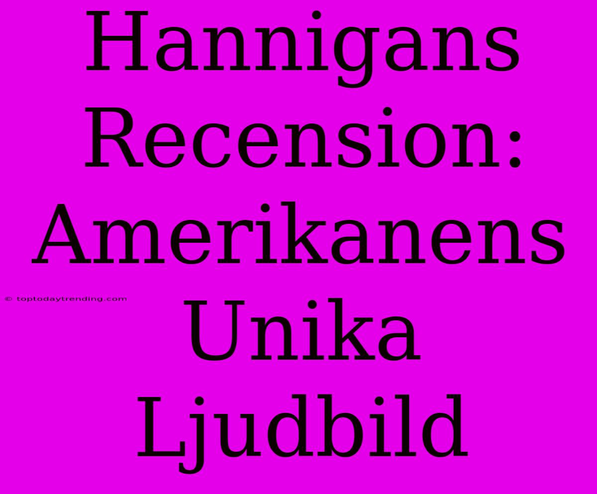 Hannigans Recension: Amerikanens Unika Ljudbild