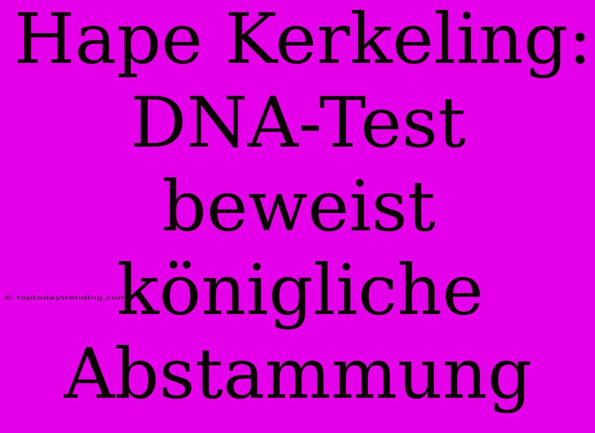 Hape Kerkeling: DNA-Test Beweist Königliche Abstammung