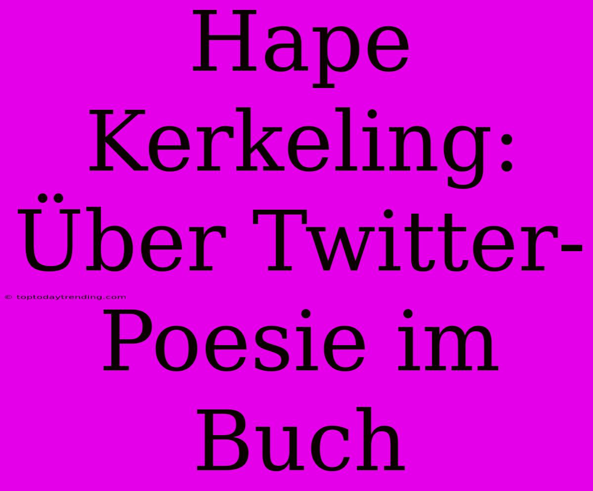 Hape Kerkeling:  Über Twitter-Poesie Im Buch