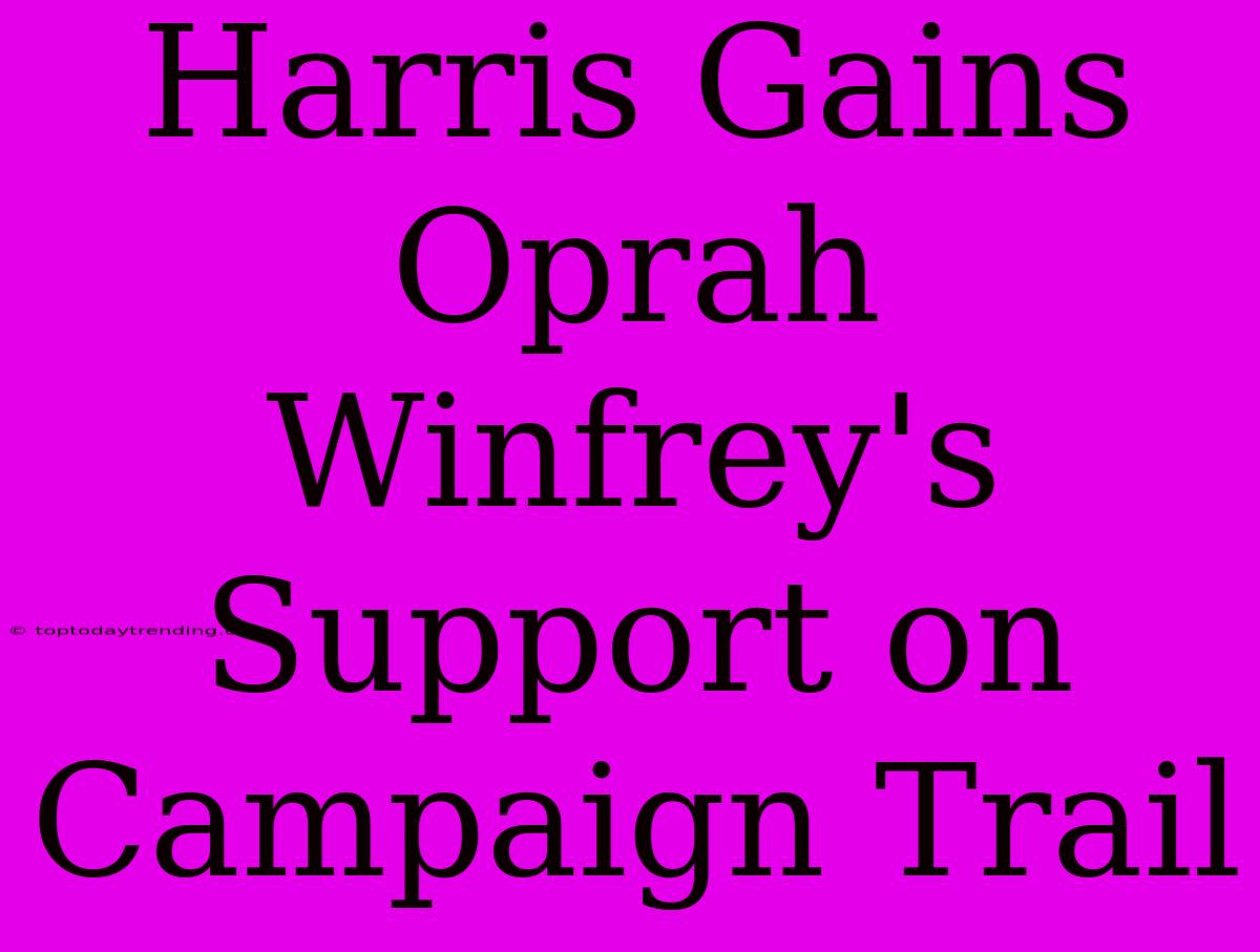 Harris Gains Oprah Winfrey's Support On Campaign Trail