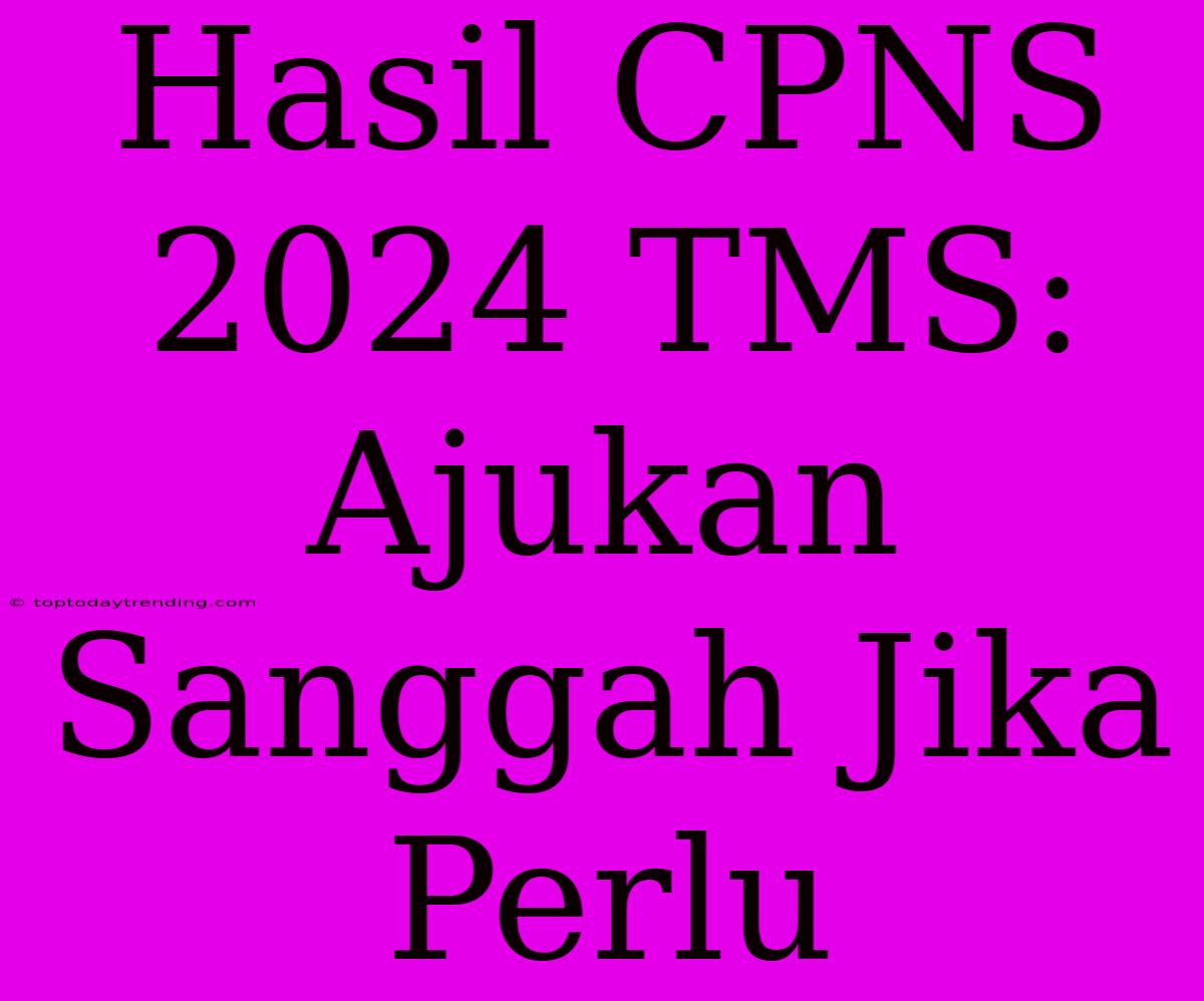 Hasil CPNS 2024 TMS: Ajukan Sanggah Jika Perlu