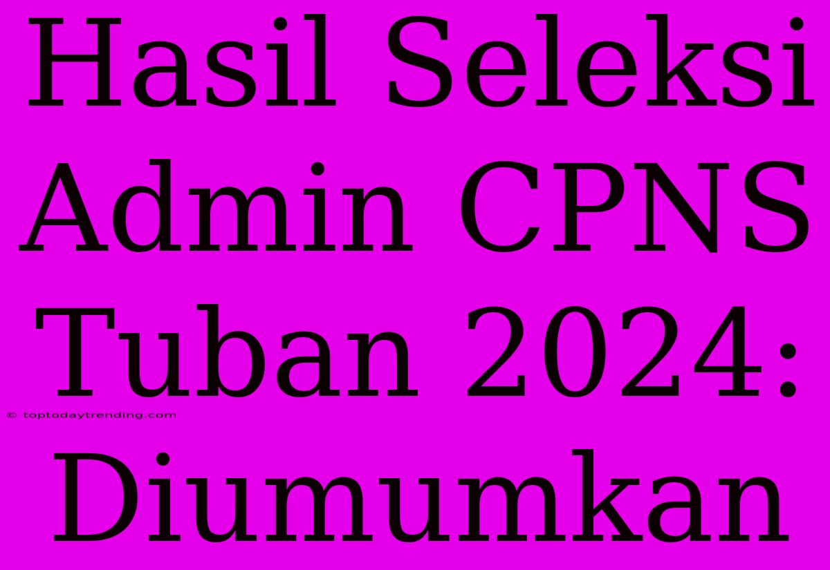 Hasil Seleksi Admin CPNS Tuban 2024: Diumumkan