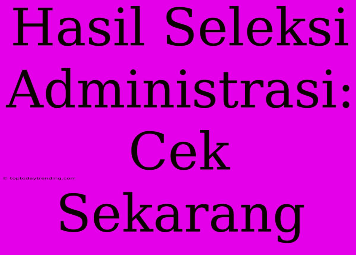 Hasil Seleksi Administrasi: Cek Sekarang