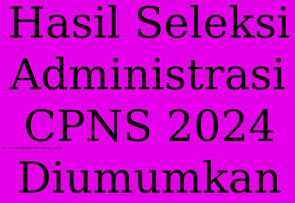 Hasil Seleksi Administrasi CPNS 2024 Diumumkan