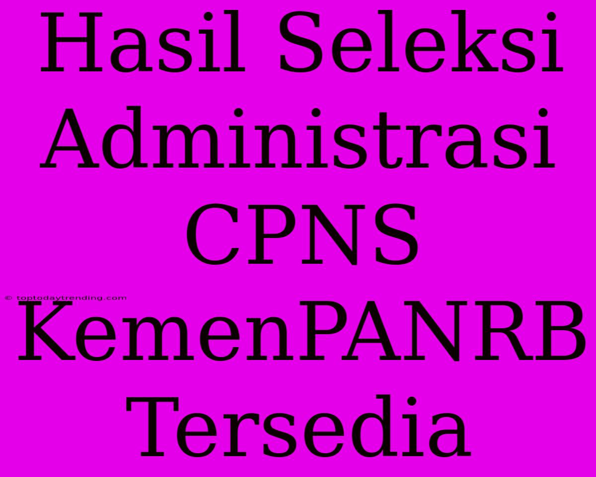 Hasil Seleksi Administrasi CPNS KemenPANRB Tersedia