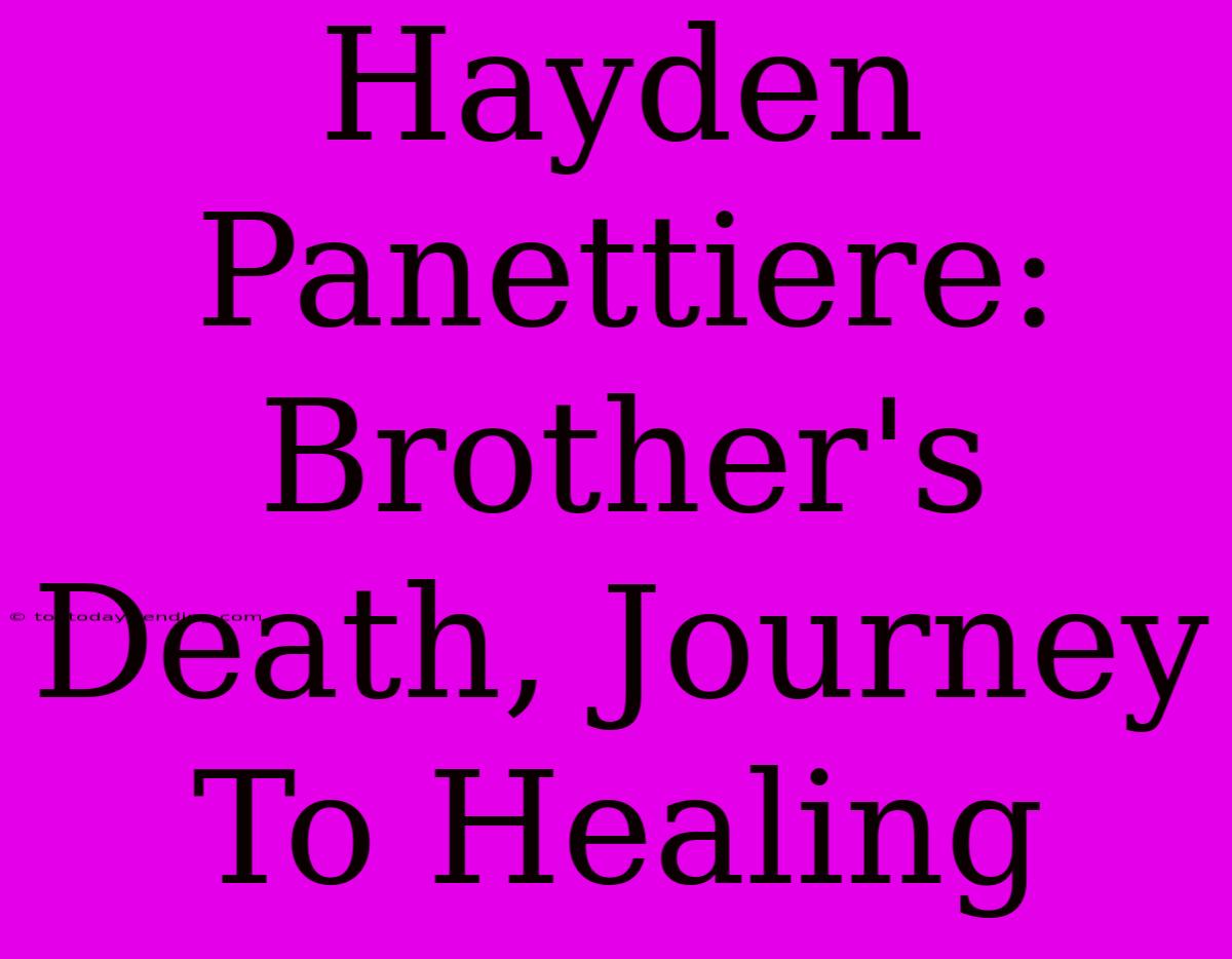 Hayden Panettiere: Brother's Death, Journey To Healing