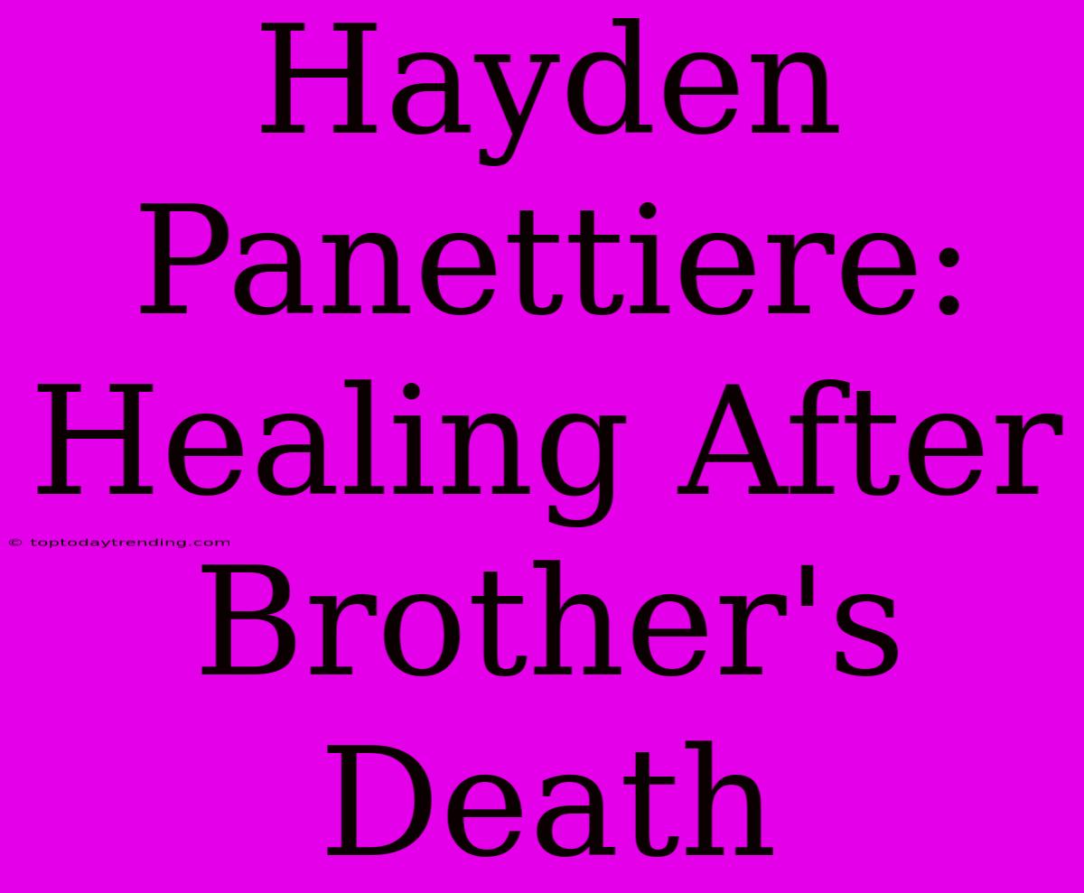 Hayden Panettiere: Healing After Brother's Death