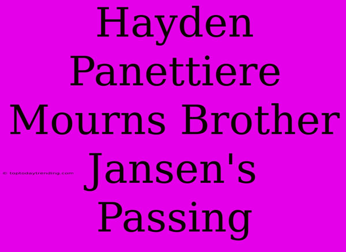 Hayden Panettiere Mourns Brother Jansen's Passing