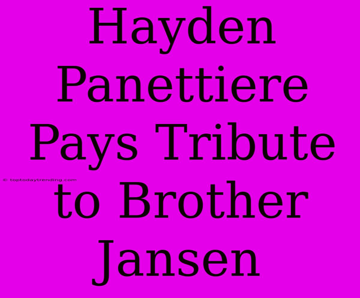 Hayden Panettiere Pays Tribute To Brother Jansen