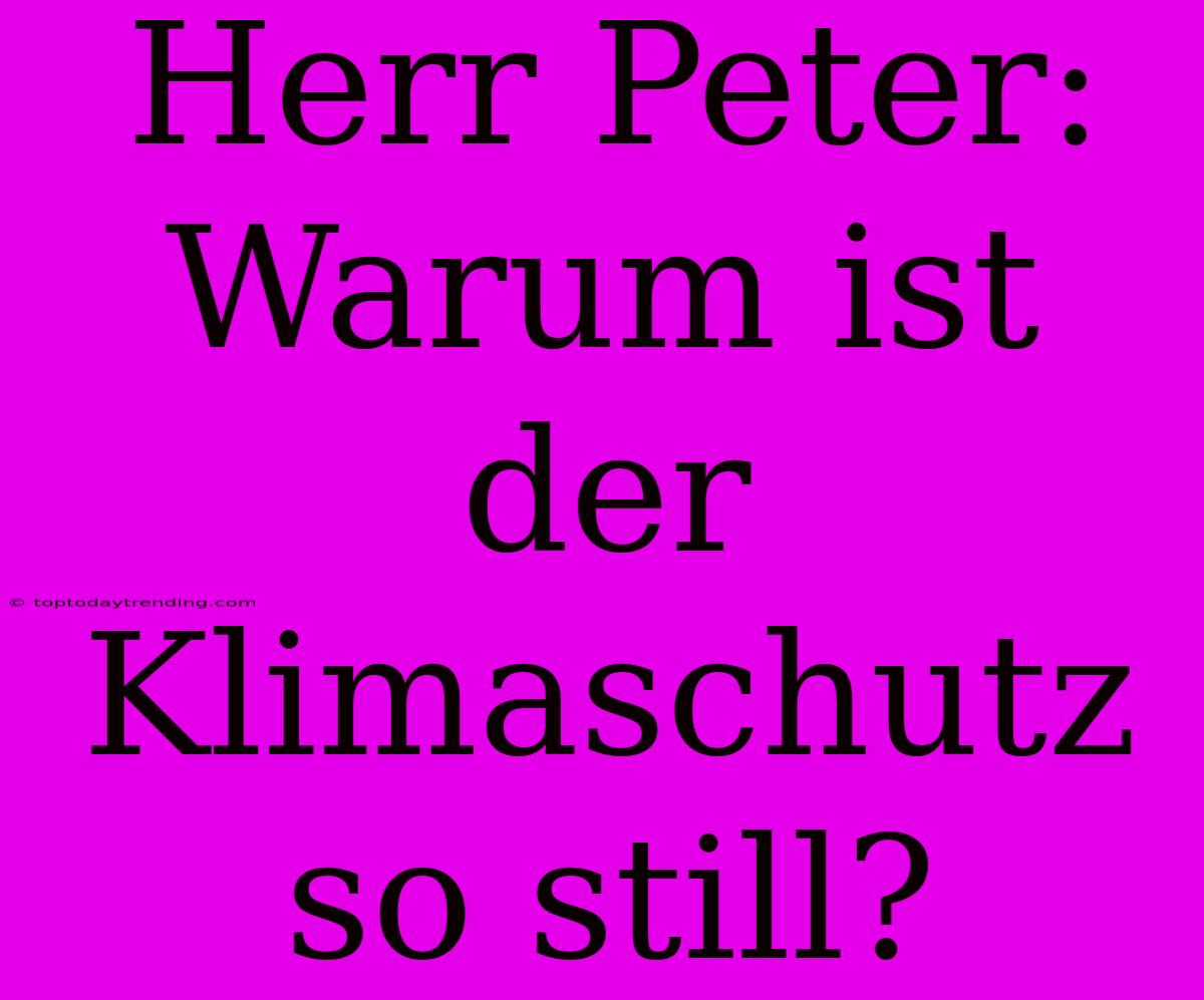 Herr Peter: Warum Ist Der Klimaschutz So Still?