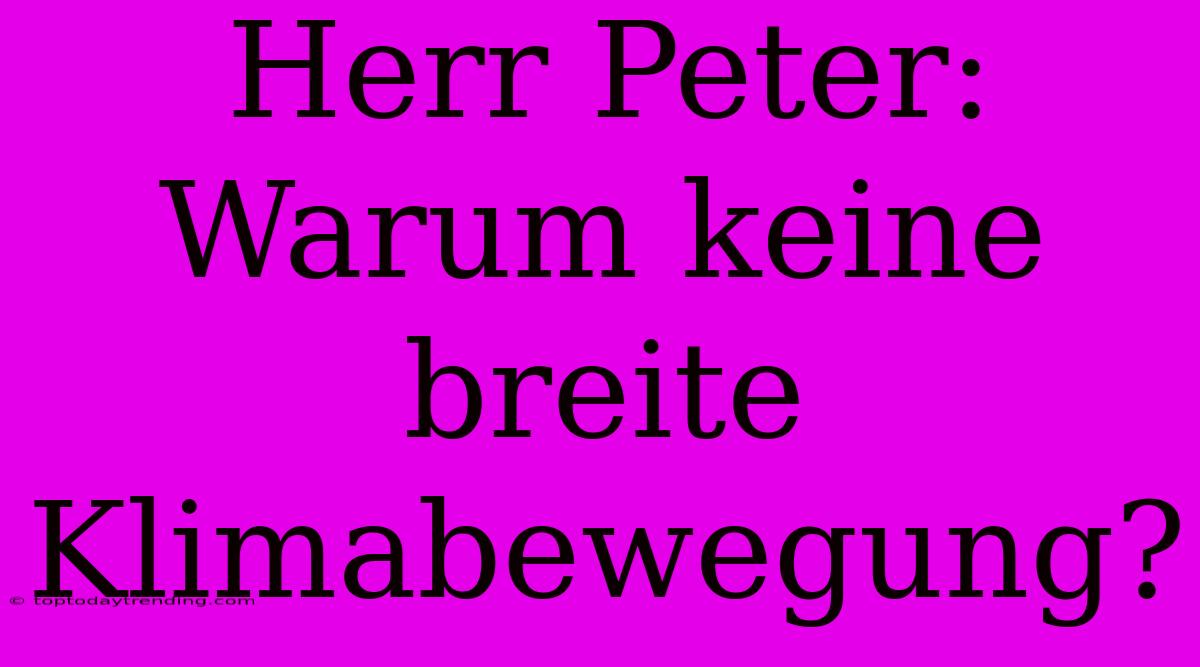 Herr Peter: Warum Keine Breite Klimabewegung?