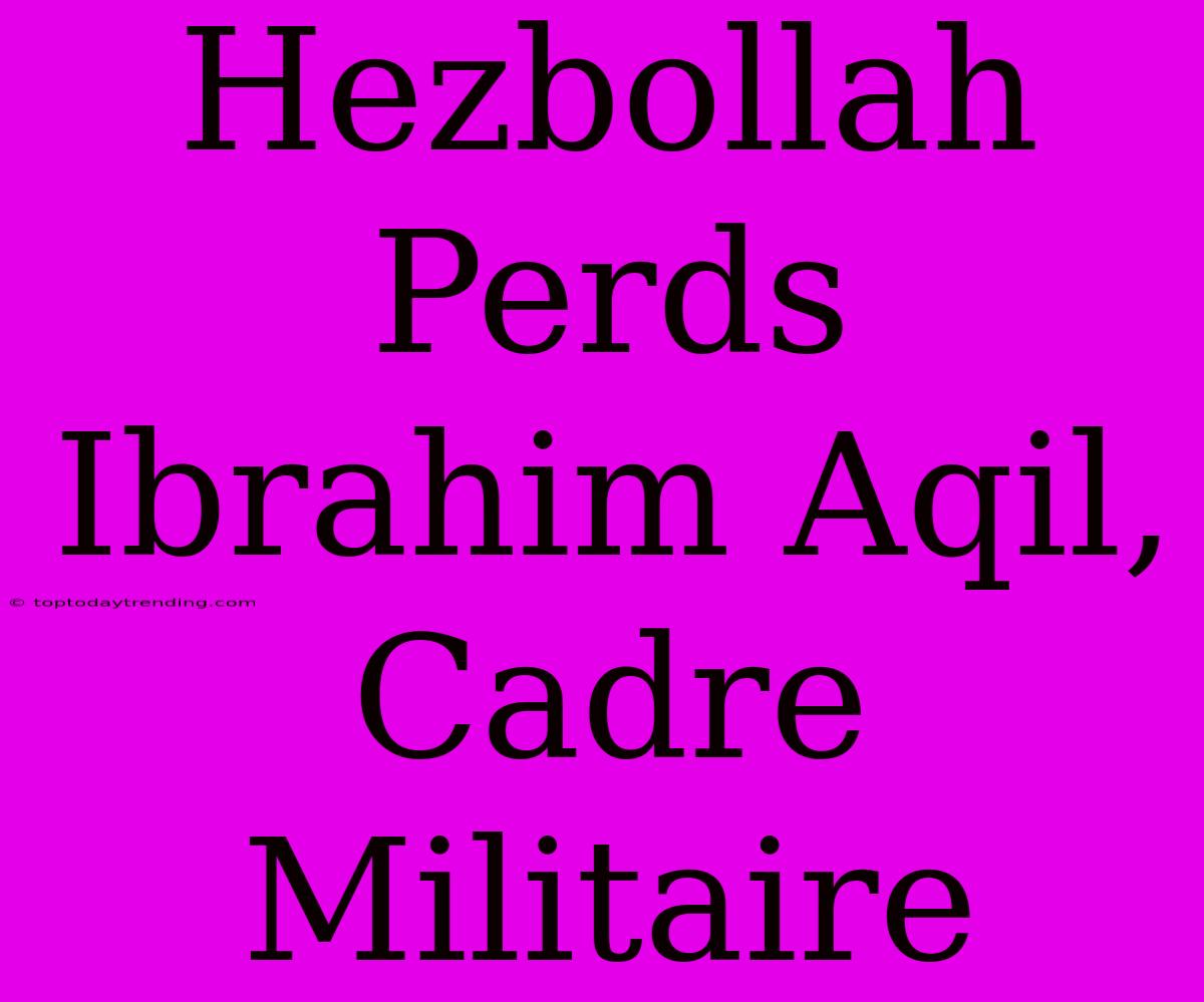 Hezbollah Perds Ibrahim Aqil, Cadre Militaire