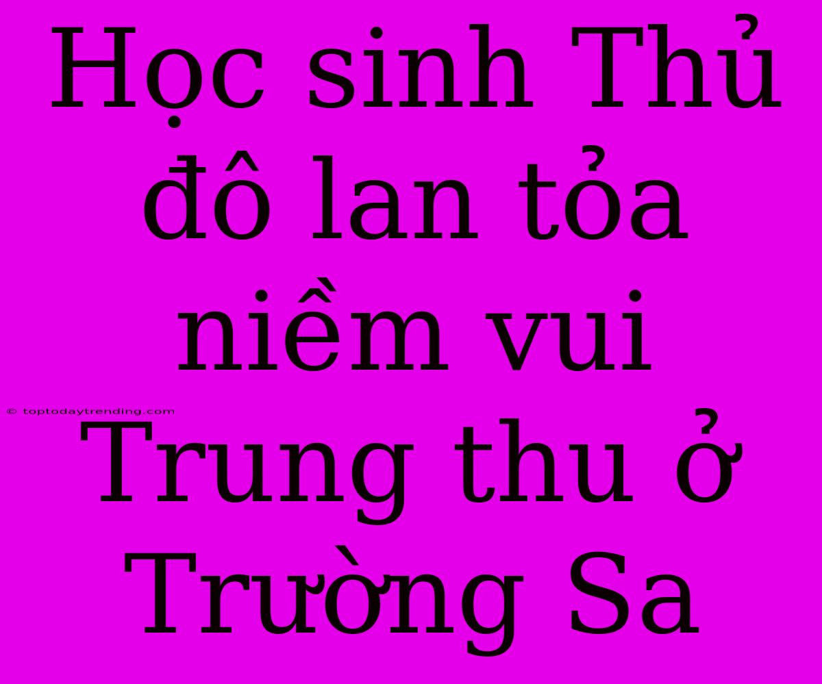 Học Sinh Thủ Đô Lan Tỏa Niềm Vui Trung Thu Ở Trường Sa