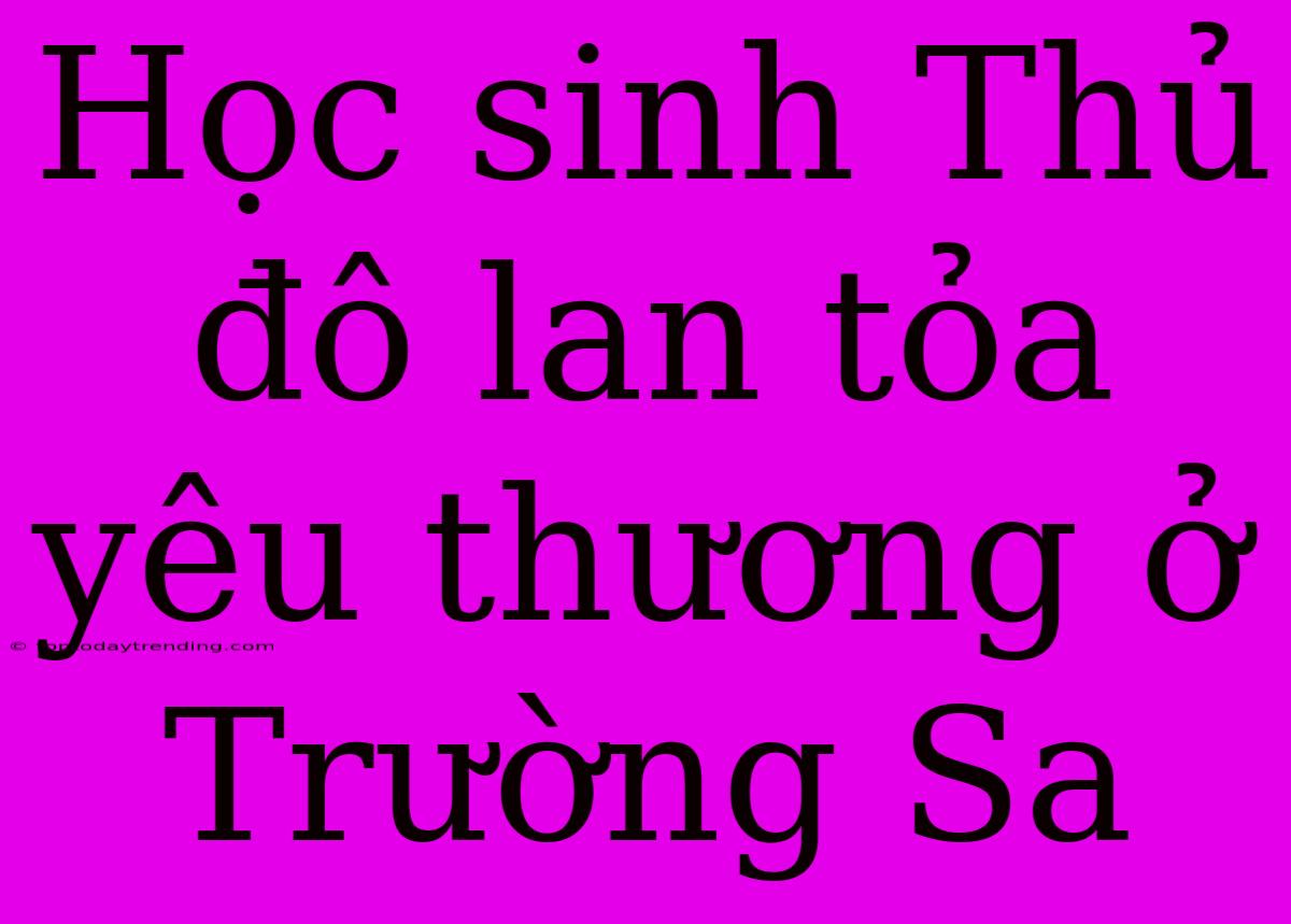 Học Sinh Thủ Đô Lan Tỏa Yêu Thương Ở Trường Sa