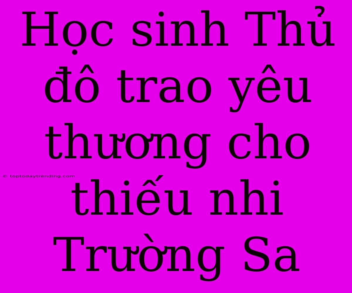 Học Sinh Thủ Đô Trao Yêu Thương Cho Thiếu Nhi Trường Sa