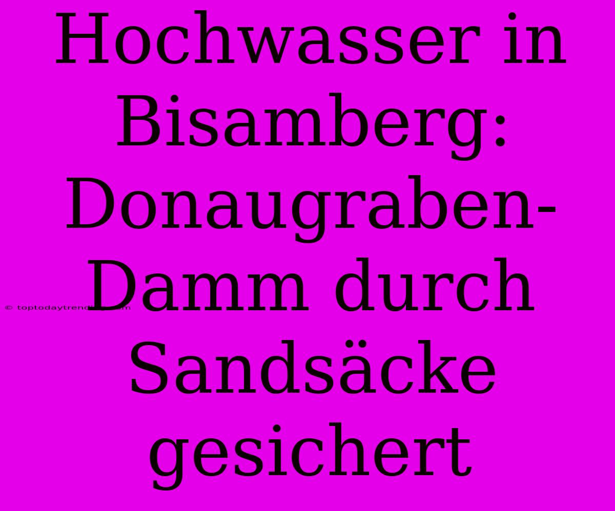 Hochwasser In Bisamberg: Donaugraben-Damm Durch Sandsäcke Gesichert