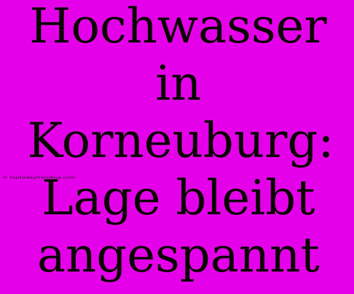 Hochwasser In Korneuburg: Lage Bleibt Angespannt