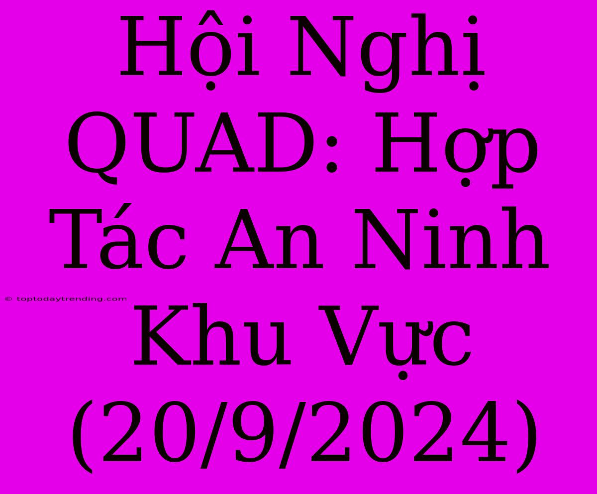 Hội Nghị QUAD: Hợp Tác An Ninh Khu Vực (20/9/2024)