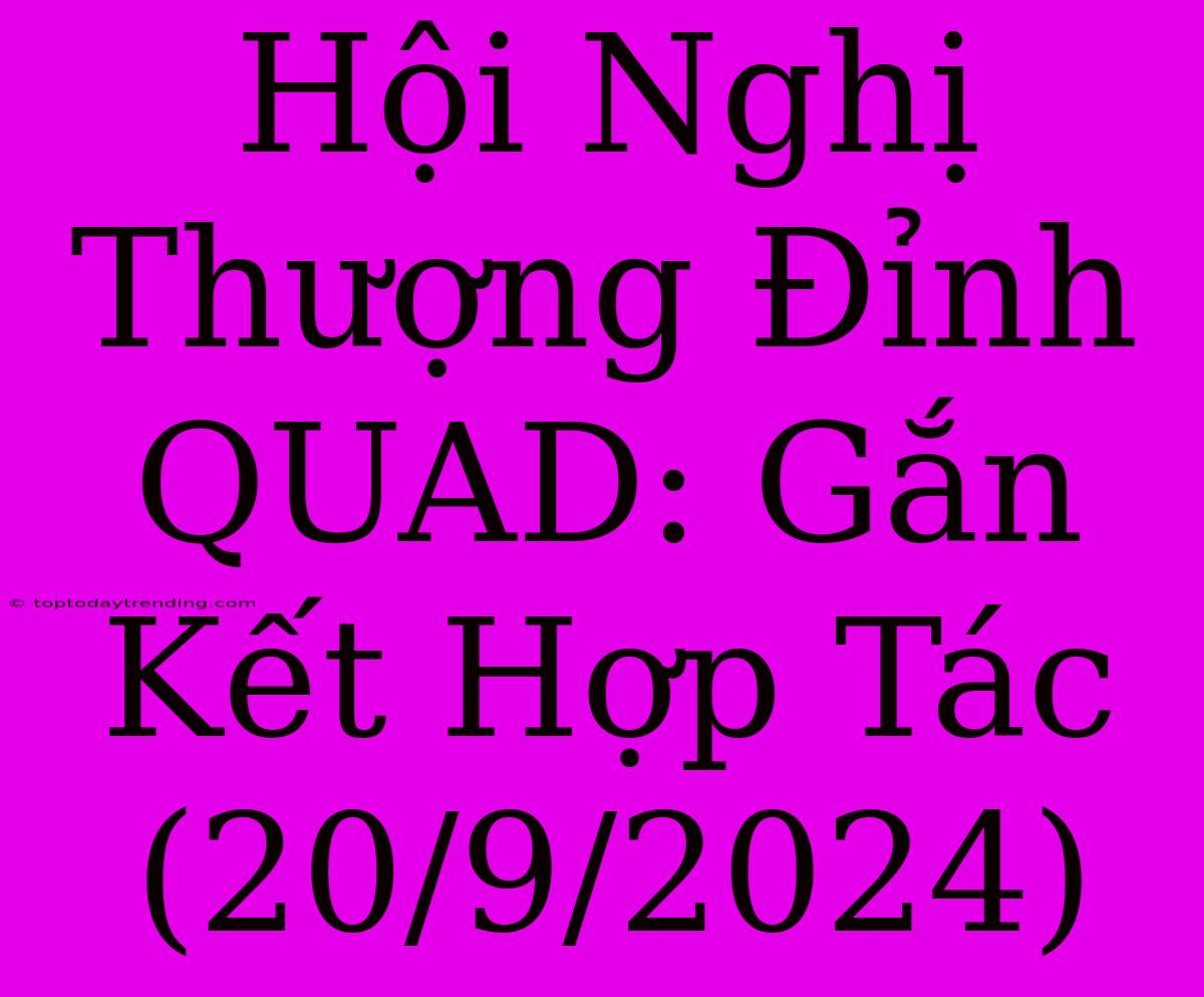 Hội Nghị Thượng Đỉnh QUAD: Gắn Kết Hợp Tác (20/9/2024)