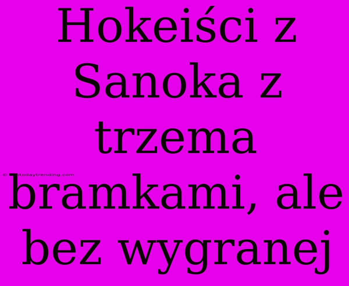 Hokeiści Z Sanoka Z Trzema Bramkami, Ale Bez Wygranej