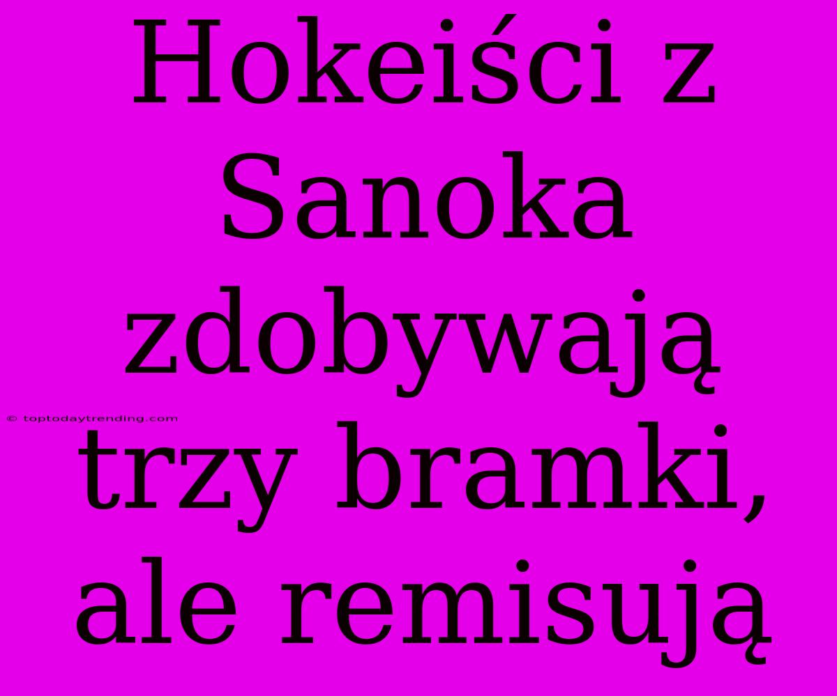 Hokeiści Z Sanoka Zdobywają Trzy Bramki, Ale Remisują