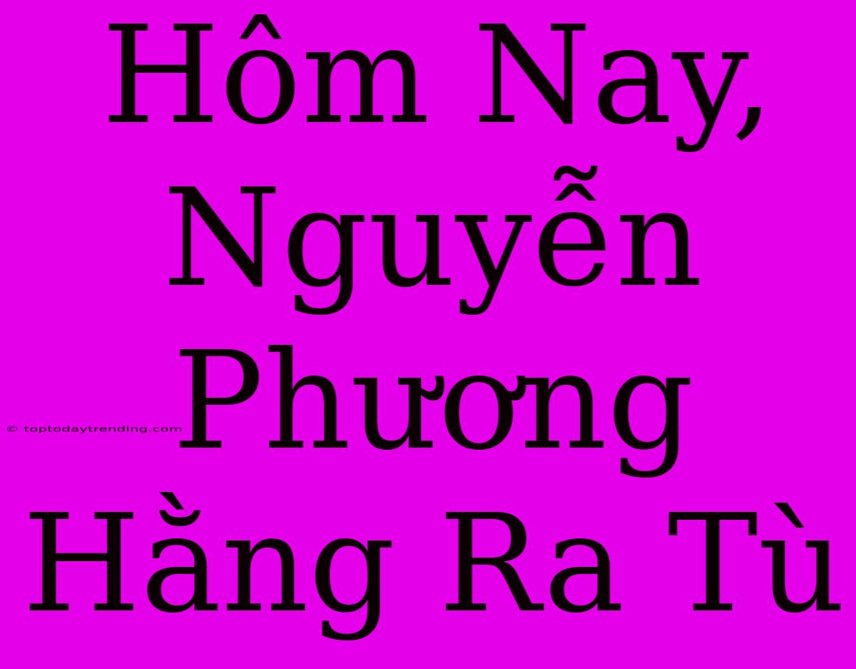 Hôm Nay, Nguyễn Phương Hằng Ra Tù