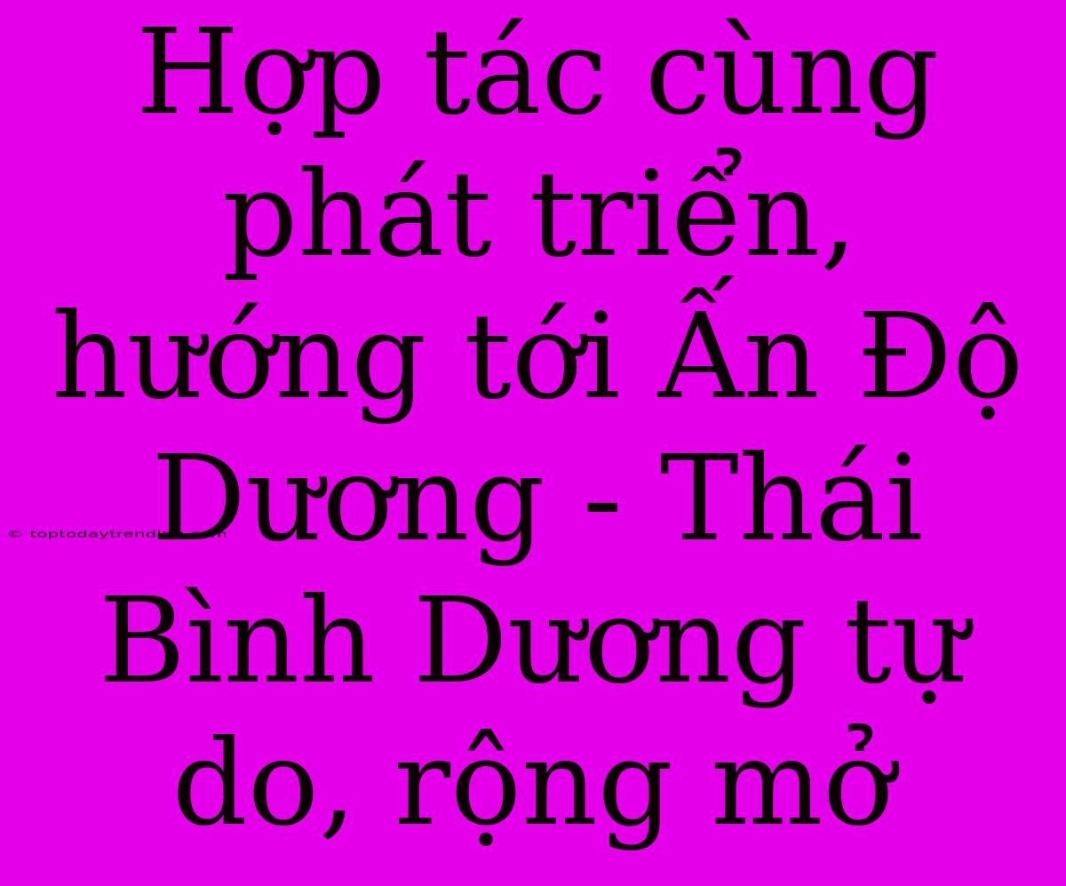 Hợp Tác Cùng Phát Triển, Hướng Tới Ấn Độ Dương - Thái Bình Dương Tự Do, Rộng Mở