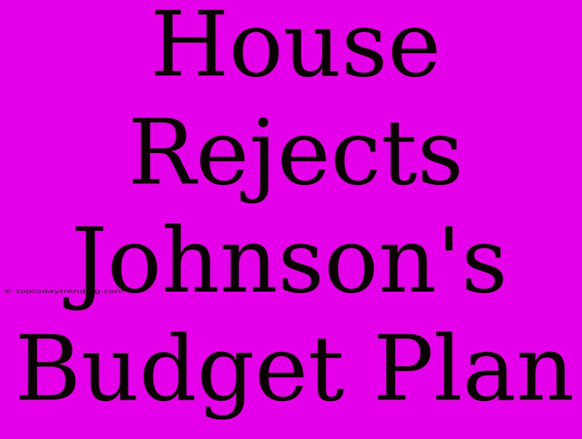 House Rejects Johnson's Budget Plan