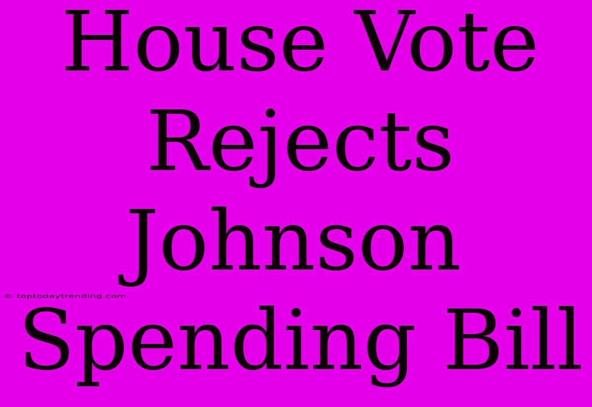 House Vote Rejects Johnson Spending Bill