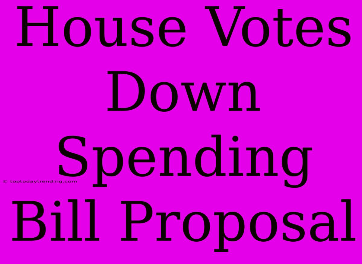 House Votes Down Spending Bill Proposal