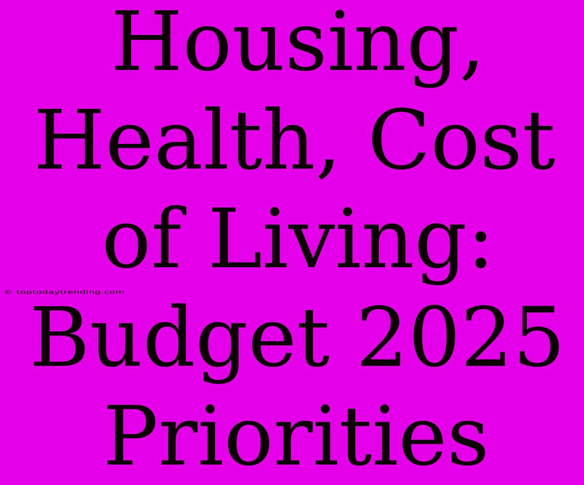 Housing, Health, Cost Of Living: Budget 2025 Priorities