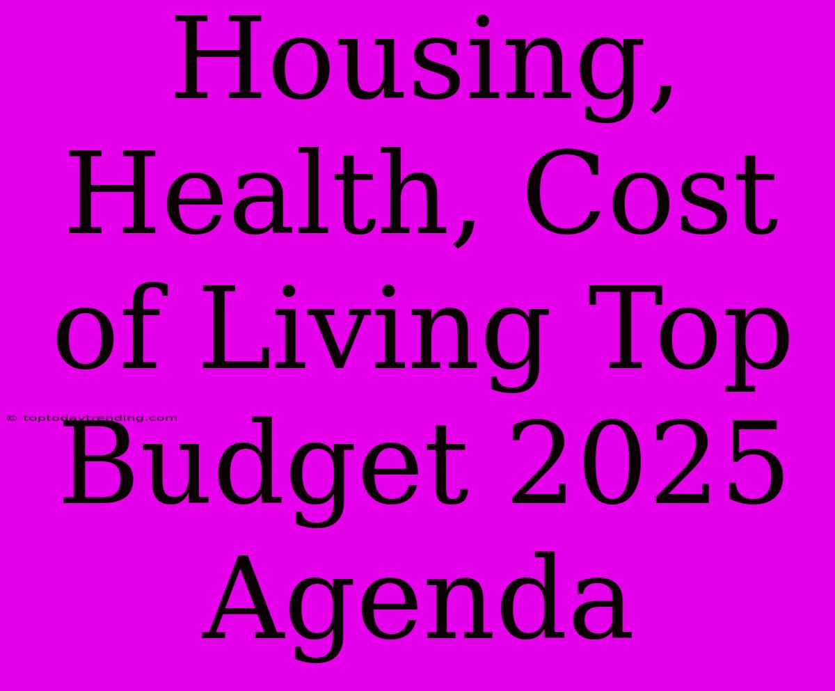 Housing, Health, Cost Of Living Top Budget 2025 Agenda