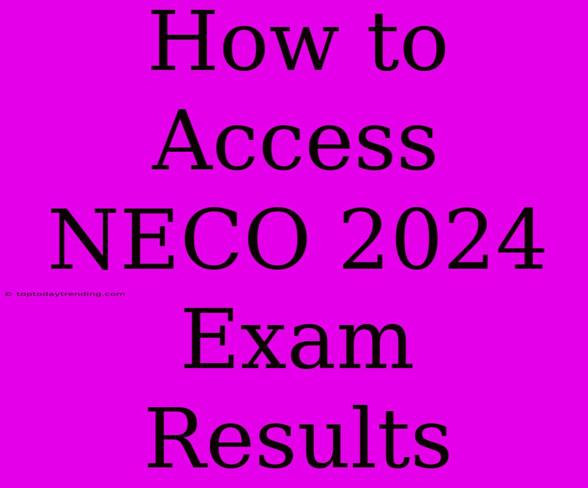 How To Access NECO 2024 Exam Results