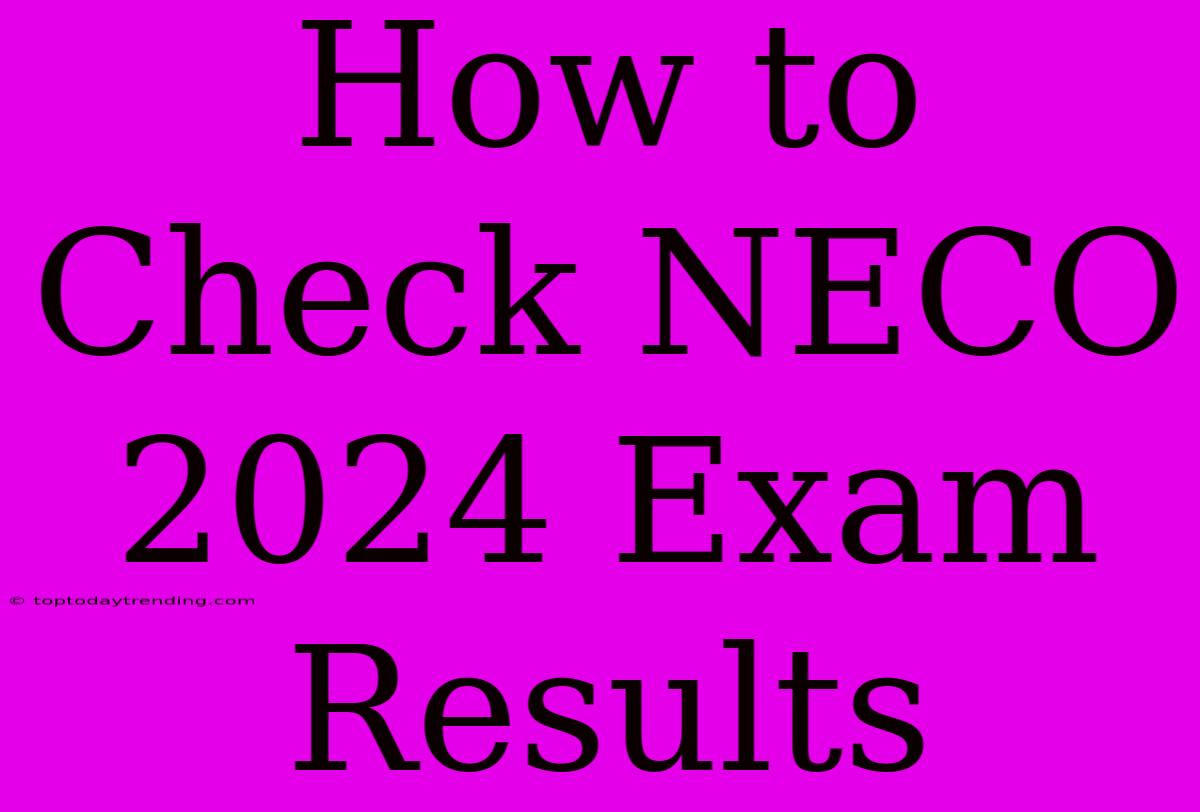 How To Check NECO 2024 Exam Results