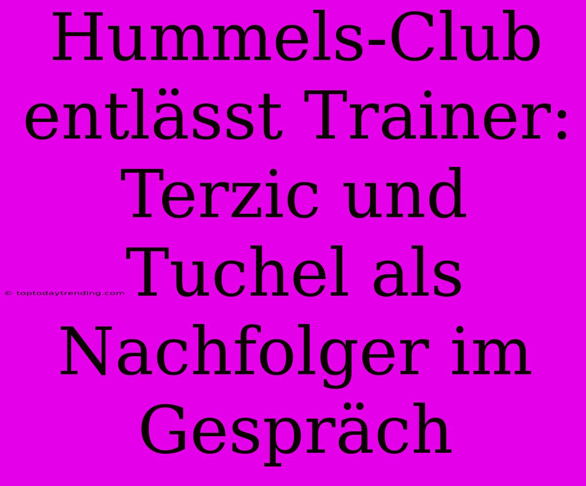 Hummels-Club Entlässt Trainer: Terzic Und Tuchel Als Nachfolger Im Gespräch