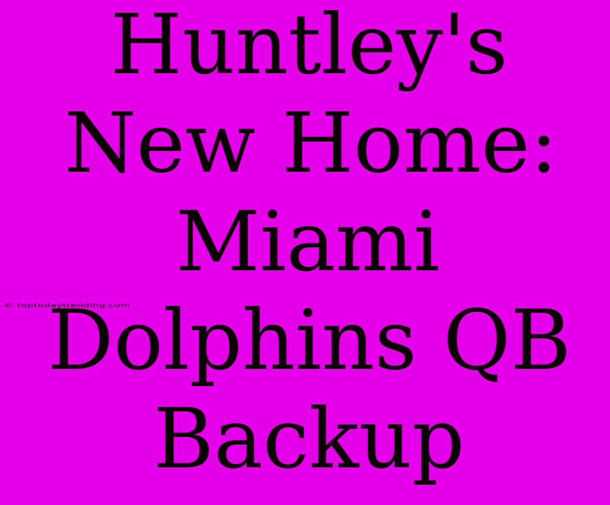 Huntley's New Home: Miami Dolphins QB Backup