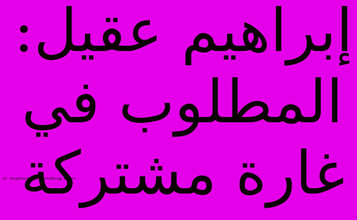 إبراهيم عقيل:  المطلوب في غارة مشتركة