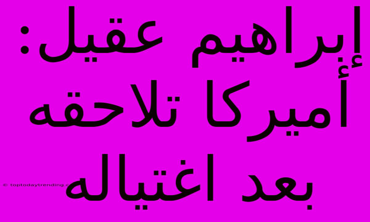 إبراهيم عقيل: أميركا تلاحقه بعد اغتياله