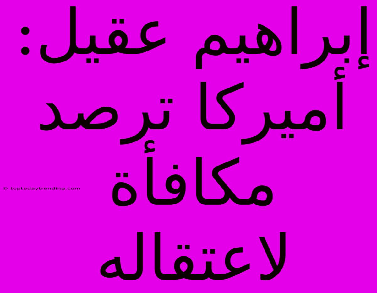 إبراهيم عقيل: أميركا ترصد مكافأة لاعتقاله