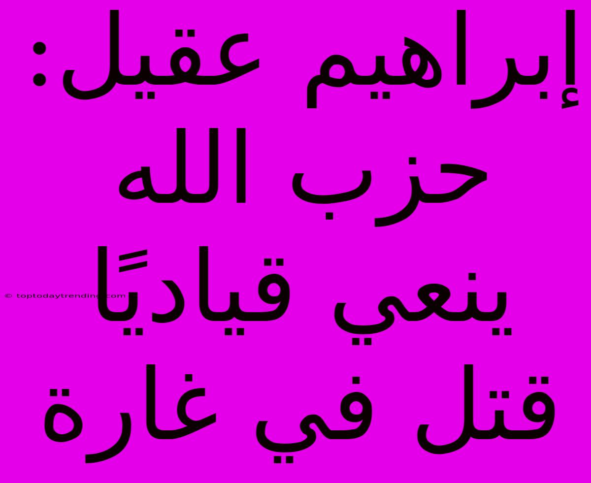 إبراهيم عقيل: حزب الله ينعي قياديًا قتل في غارة