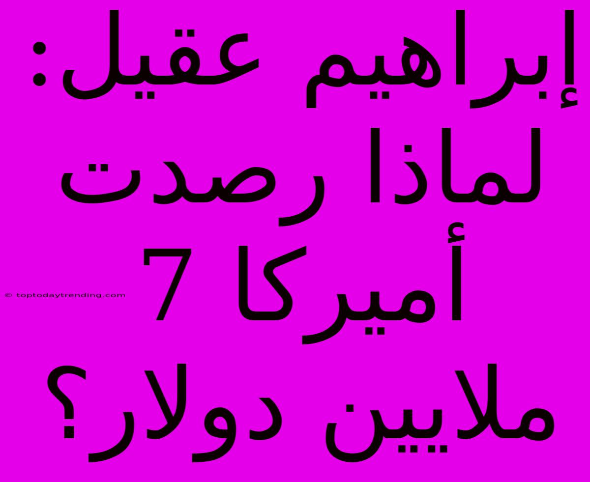 إبراهيم عقيل: لماذا رصدت أميركا 7 ملايين دولار؟