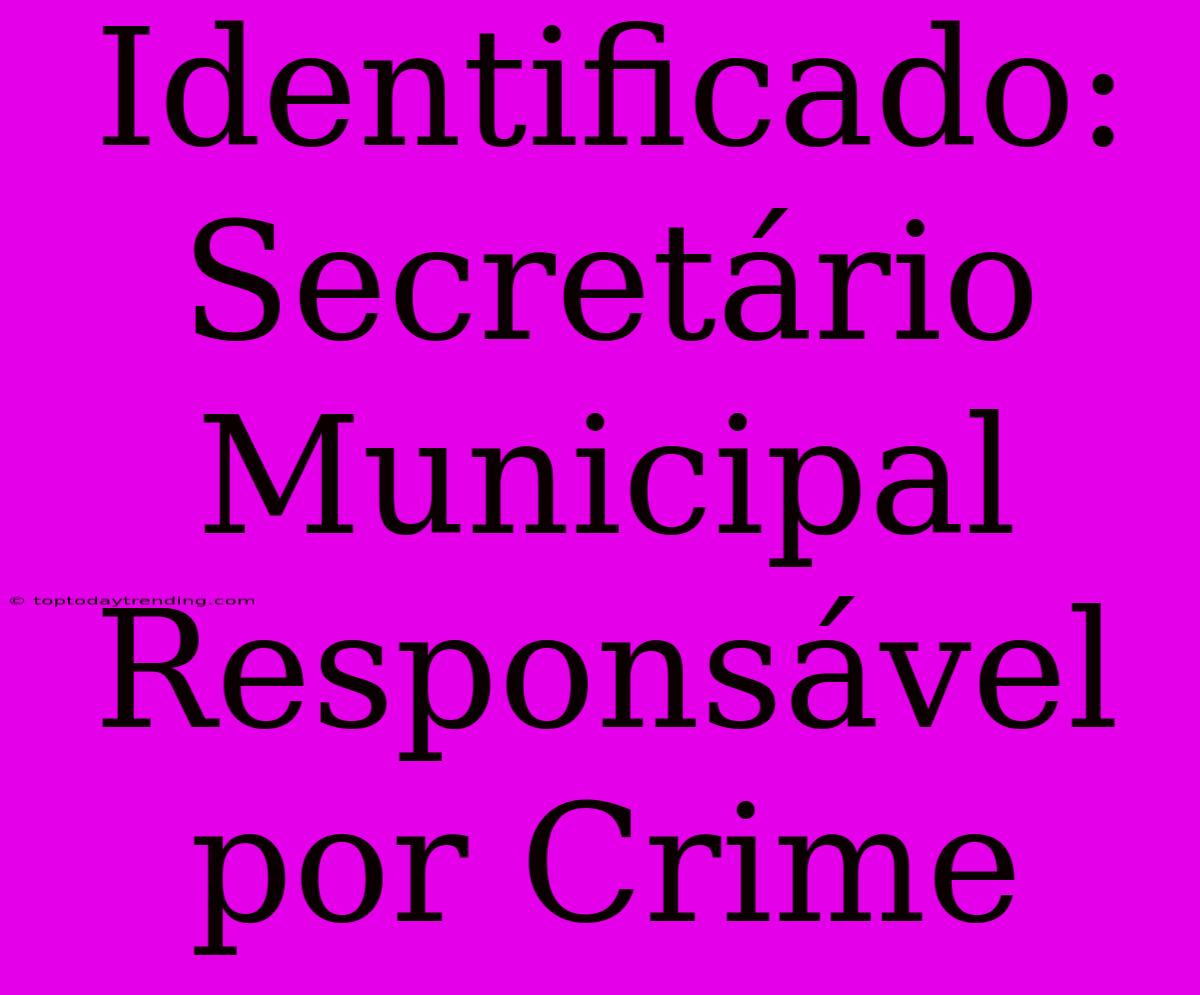 Identificado: Secretário Municipal Responsável Por Crime