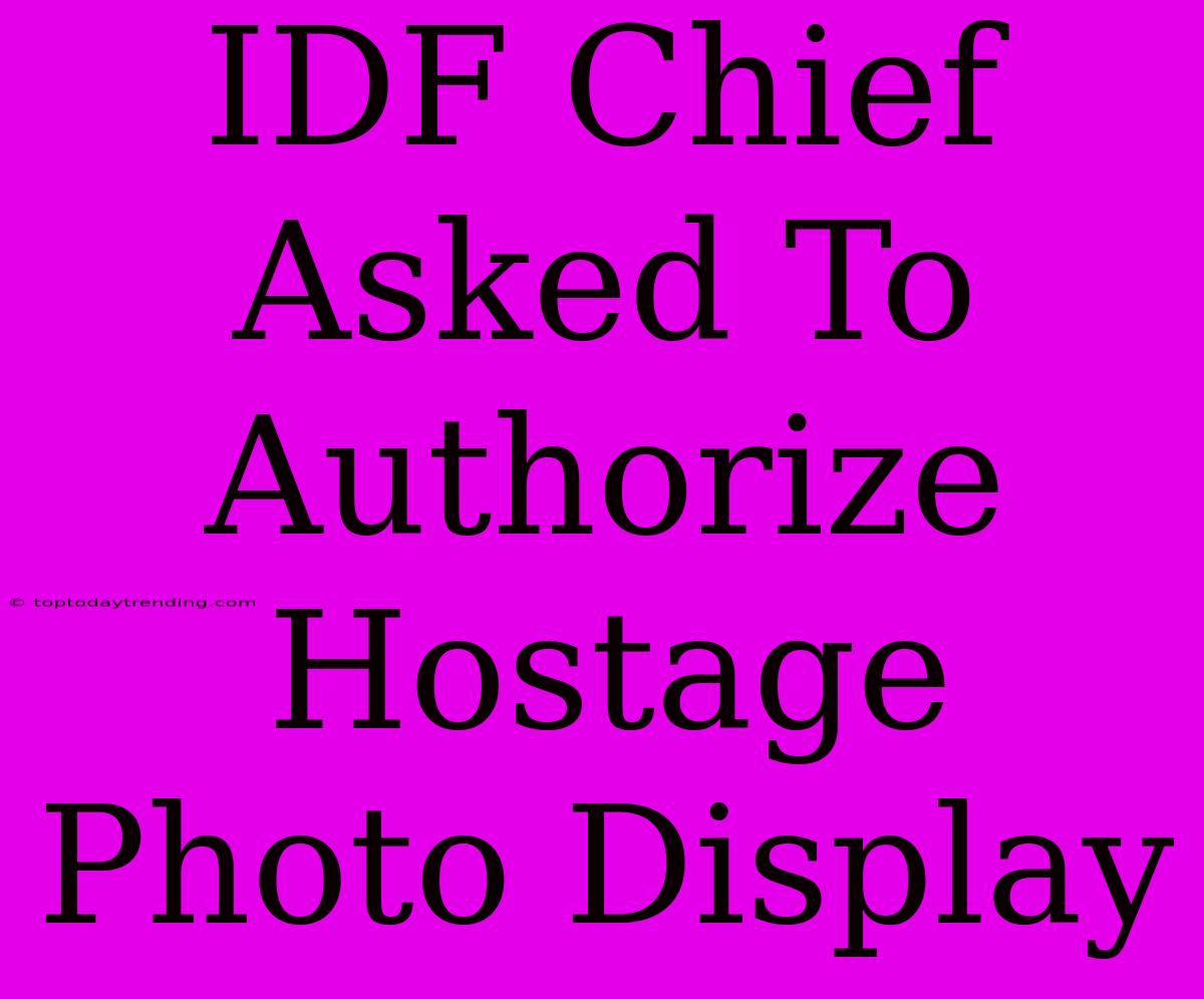 IDF Chief Asked To Authorize Hostage Photo Display