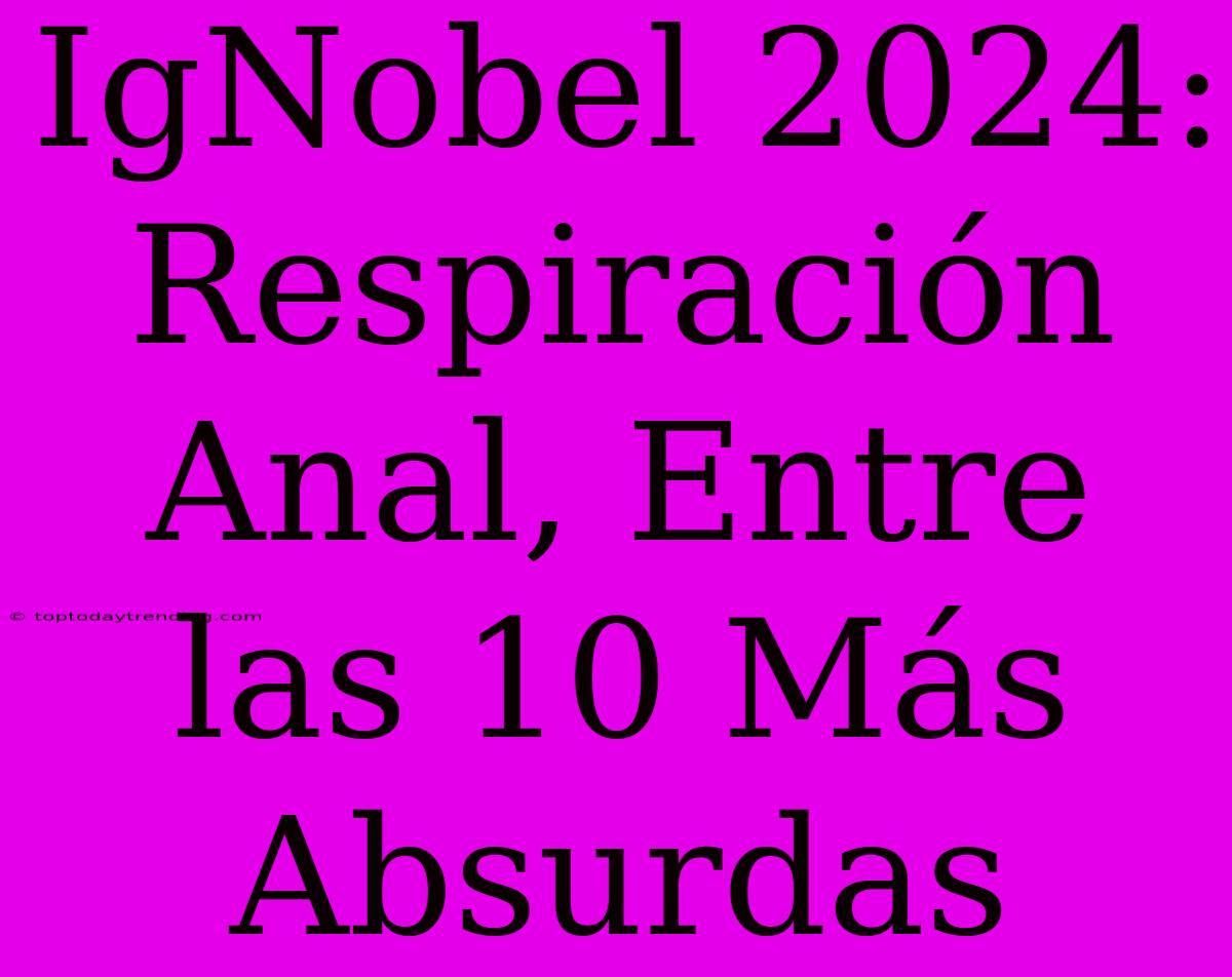 IgNobel 2024: Respiración Anal, Entre Las 10 Más Absurdas