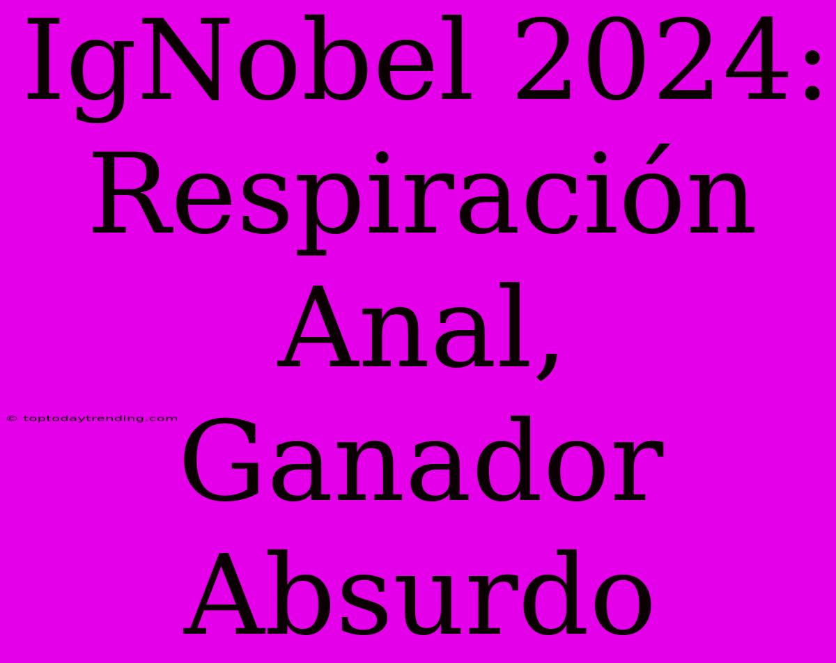 IgNobel 2024: Respiración Anal, Ganador Absurdo