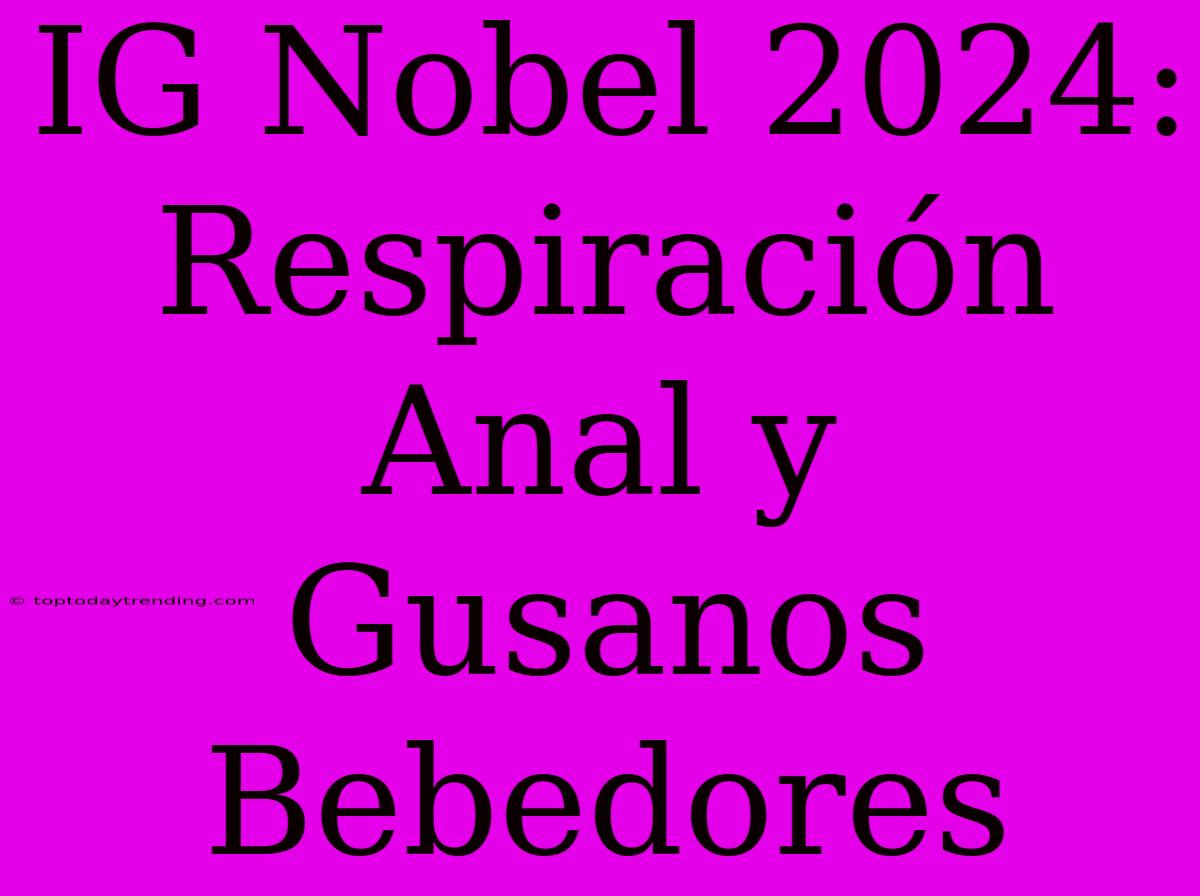 IG Nobel 2024: Respiración Anal Y Gusanos Bebedores