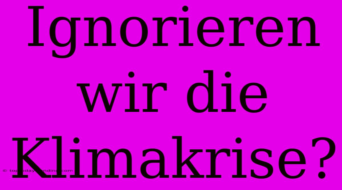 Ignorieren Wir Die Klimakrise?